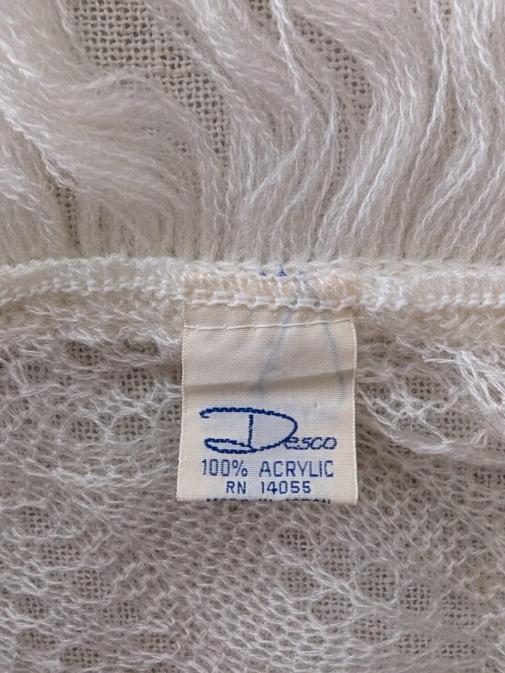 Vintage Desco Cream Shawl with Fringe - Japan - Picture 3 of 5